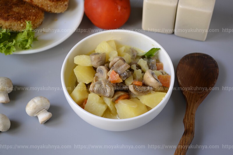 тушеная картошка с грибами пошаговый рецепт